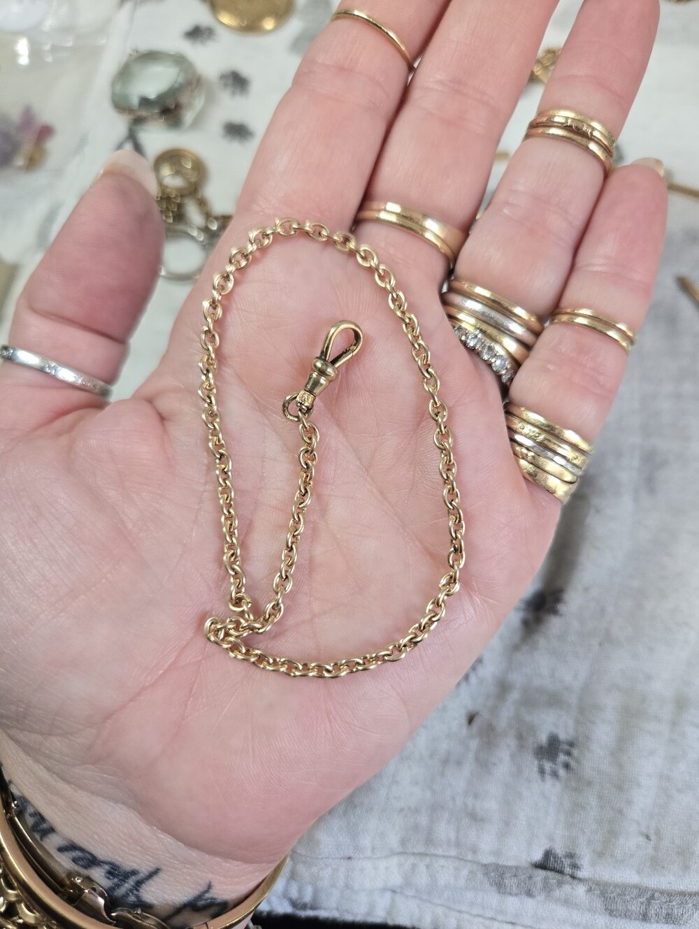 Victorian Gold Filled Watch Chain Bracelet Extender Dog Clasp